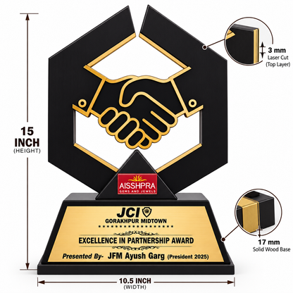 Excellence in Partnership Award – Premium Wooden Corporate Memento- 15 inch size