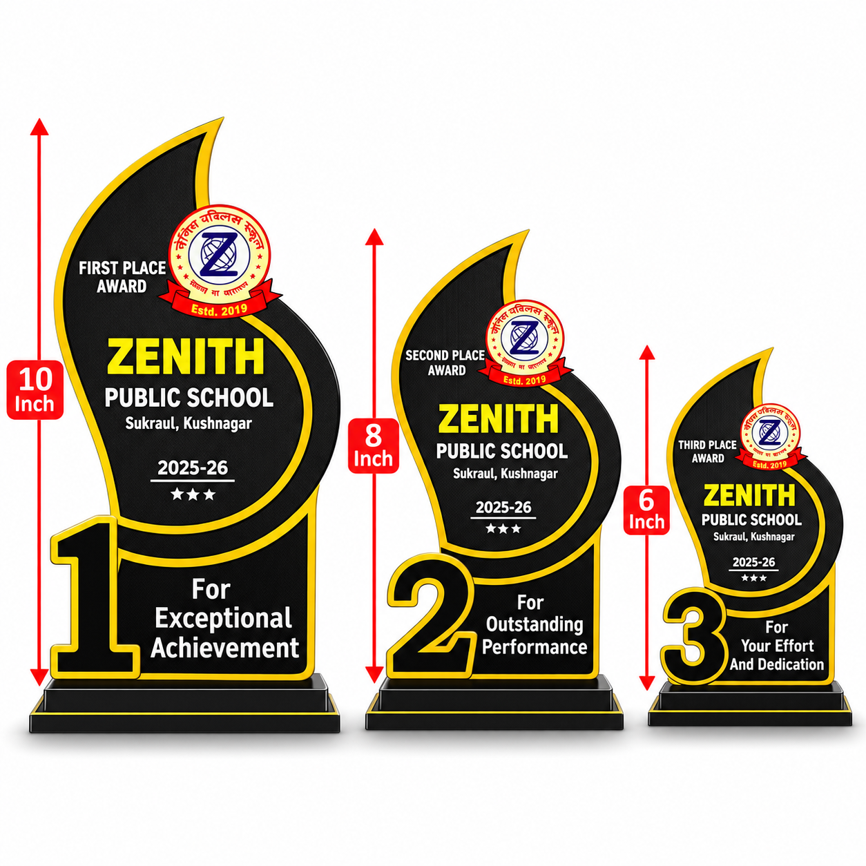Rank Logo Step trophy MDF_ Set of 3