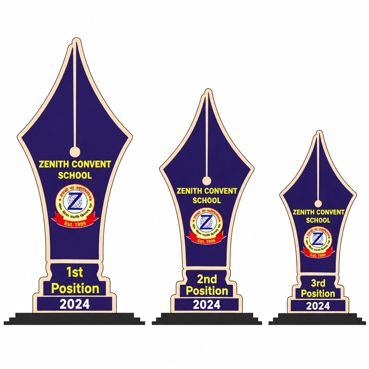 Fountain Pen Shaped Step MDF trophy - Set of 3
