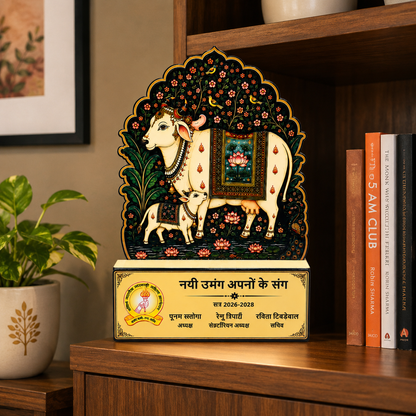 Indian Folk Art Premium Memento MDF Cow & Calf Memento - 9 inch