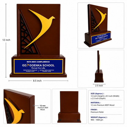 Premium Wooden School Trophy – Elegant Recognition Award