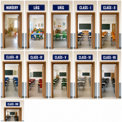 Nursery – Class VIII Sign Board (Single Side) - MDF - 12*4 inch each- Set of 11 Signage