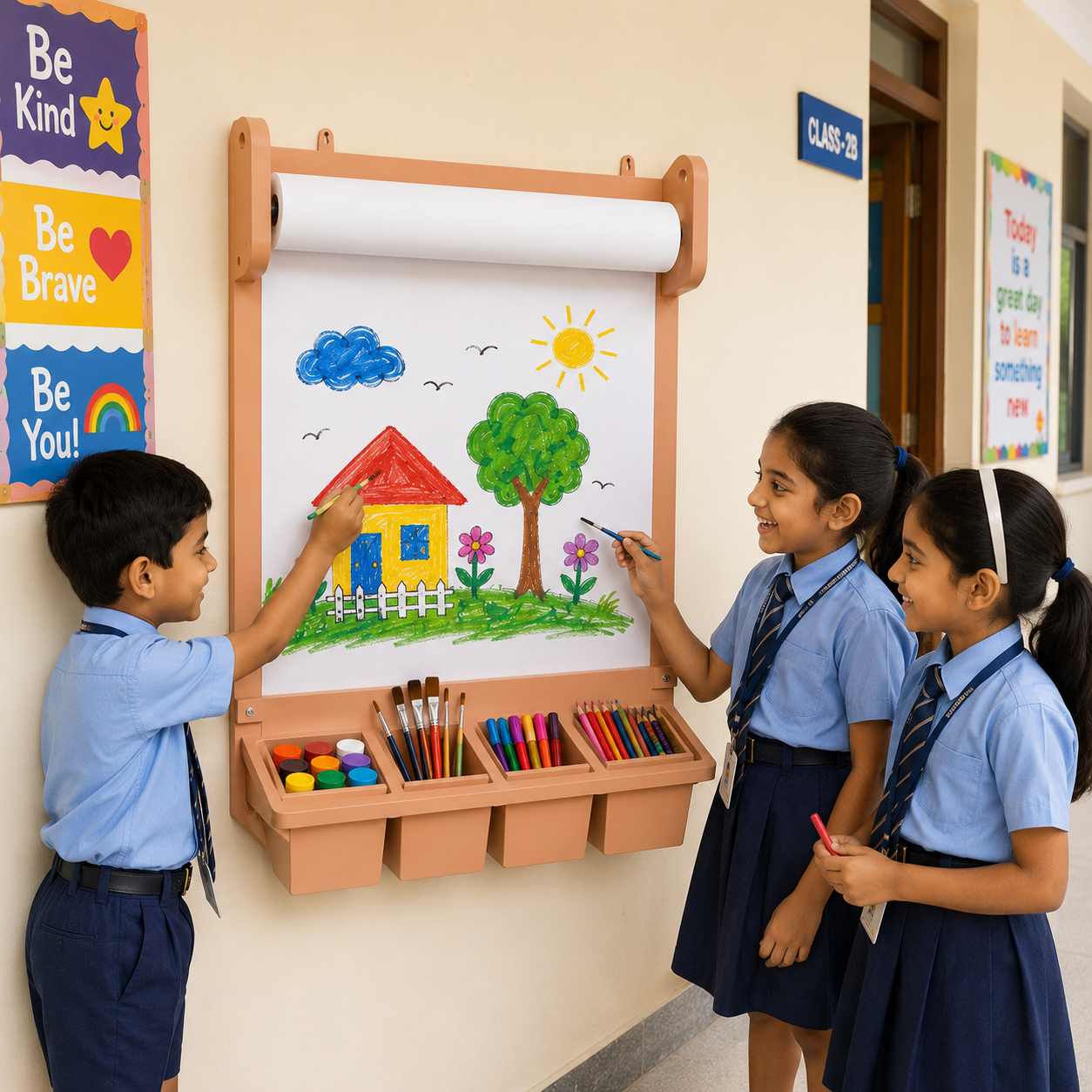 Wall Mounted Kids Drawing Board Wooden