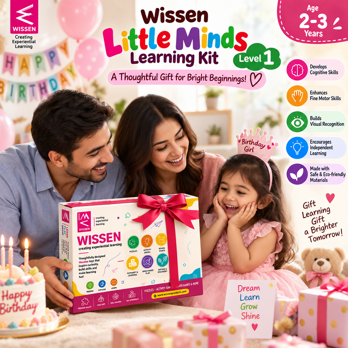 Wissen Little Minds Learning Kit – 5-in-1 Wooden Educational Activity Toys for Toddlers, Early Learning Kit for Kids Ages 2–3 Years