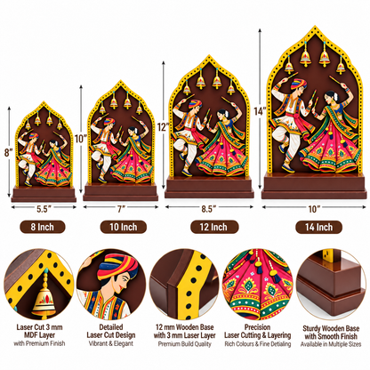Dandiya Theme Wooden Award & Memento | Traditional Folk Dance Showpiece