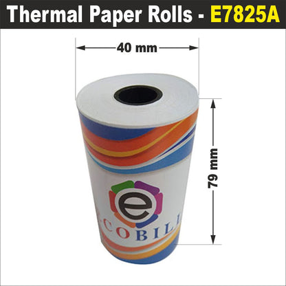 Ecobill Thermal paper Pack of 50 rolls POS till Cash Register Machine rolls -78 79 mm *40 mm dia -approx 23-25 m length roll- 50 gsm for printing receipt