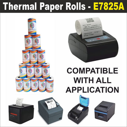 Ecobill Thermal paper Pack of 50 rolls POS till Cash Register Machine rolls -78 79 mm *40 mm dia -approx 23-25 m length roll- 50 gsm for printing receipt