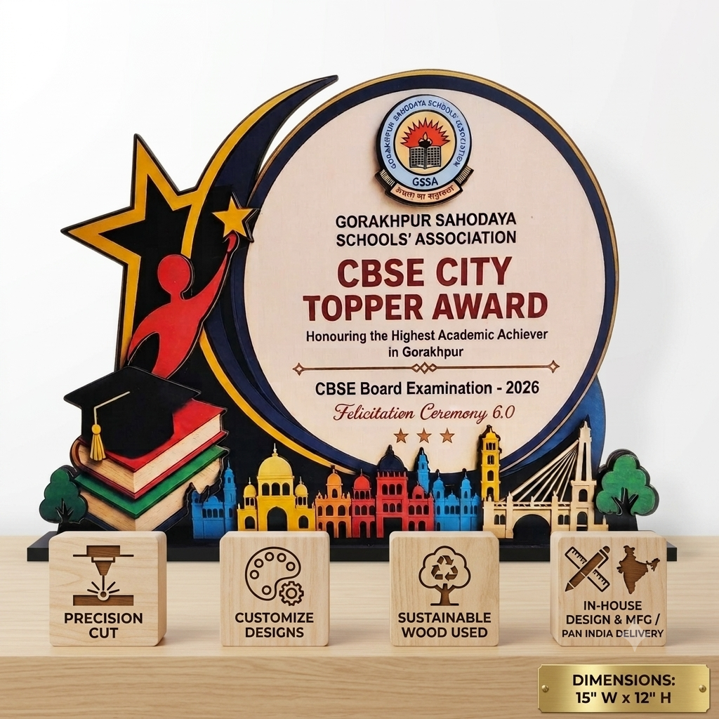 City Topper Award – Custom Precision-Cut Wooden Memento- Multi Layer- Big size