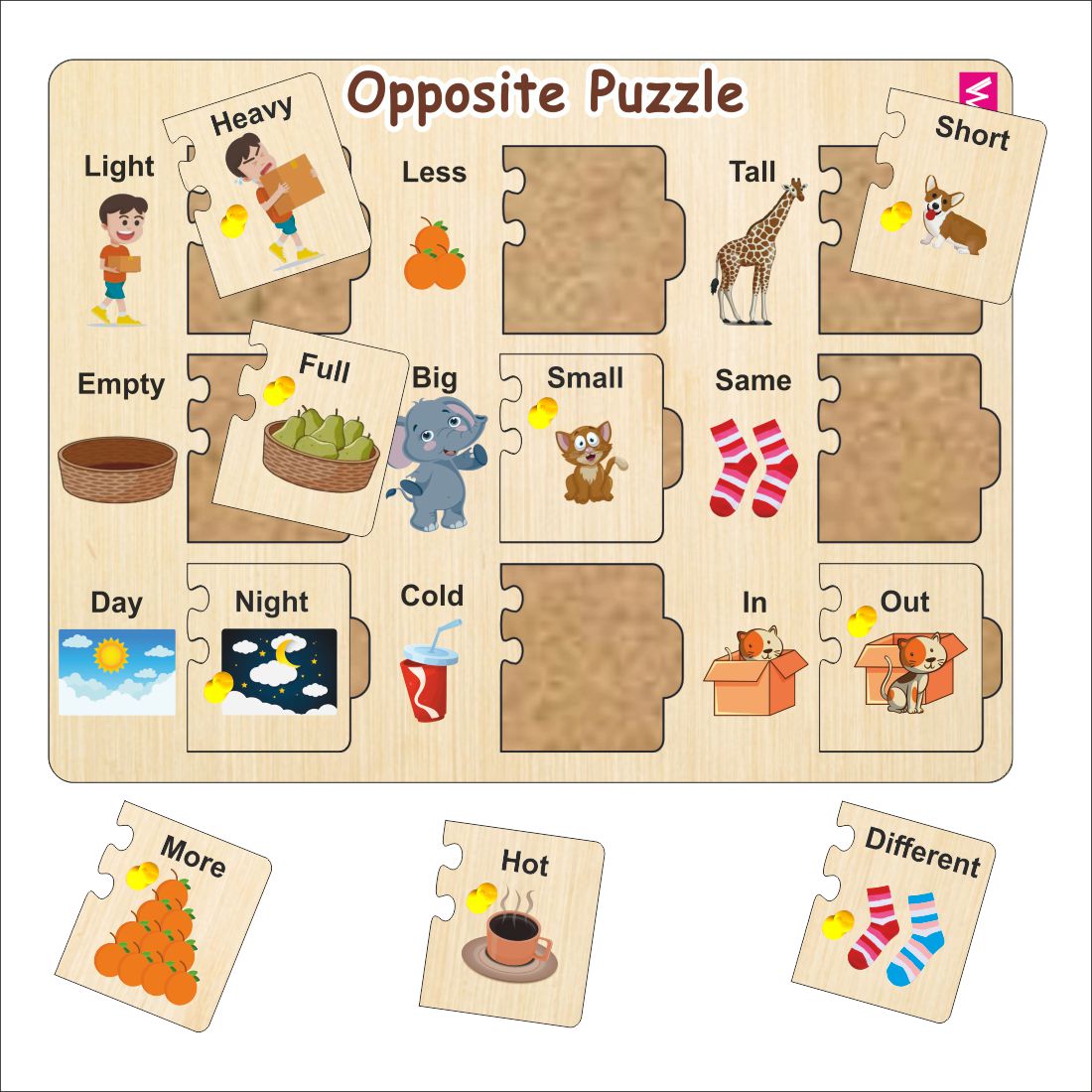 Wooden Self Correcting Opposite peg board puzzle for kids