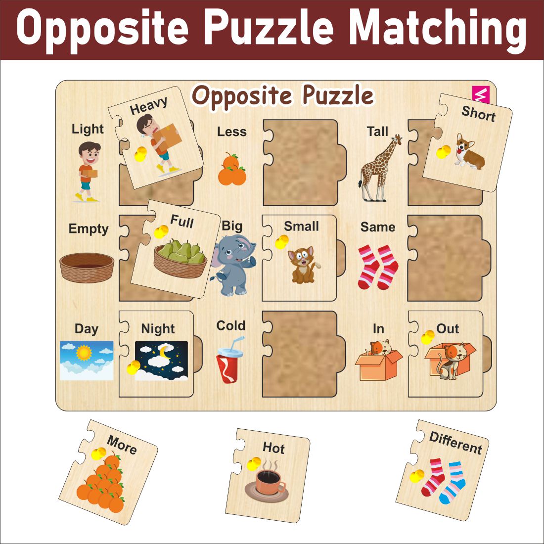 Wooden Self Correcting Opposite peg board puzzle for kids
