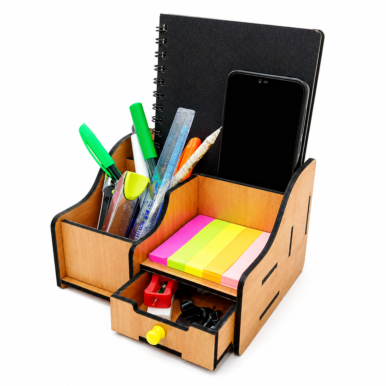 Wooden Desk Organizer with Drawer
