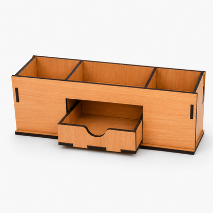 Large Wooden Desk Organizer with Drawer | Multipurpose Office Table Organizer for Pens, Stationery & Accessories | Premium Laminated MDF Desktop Storage for Office, Home & Study Table