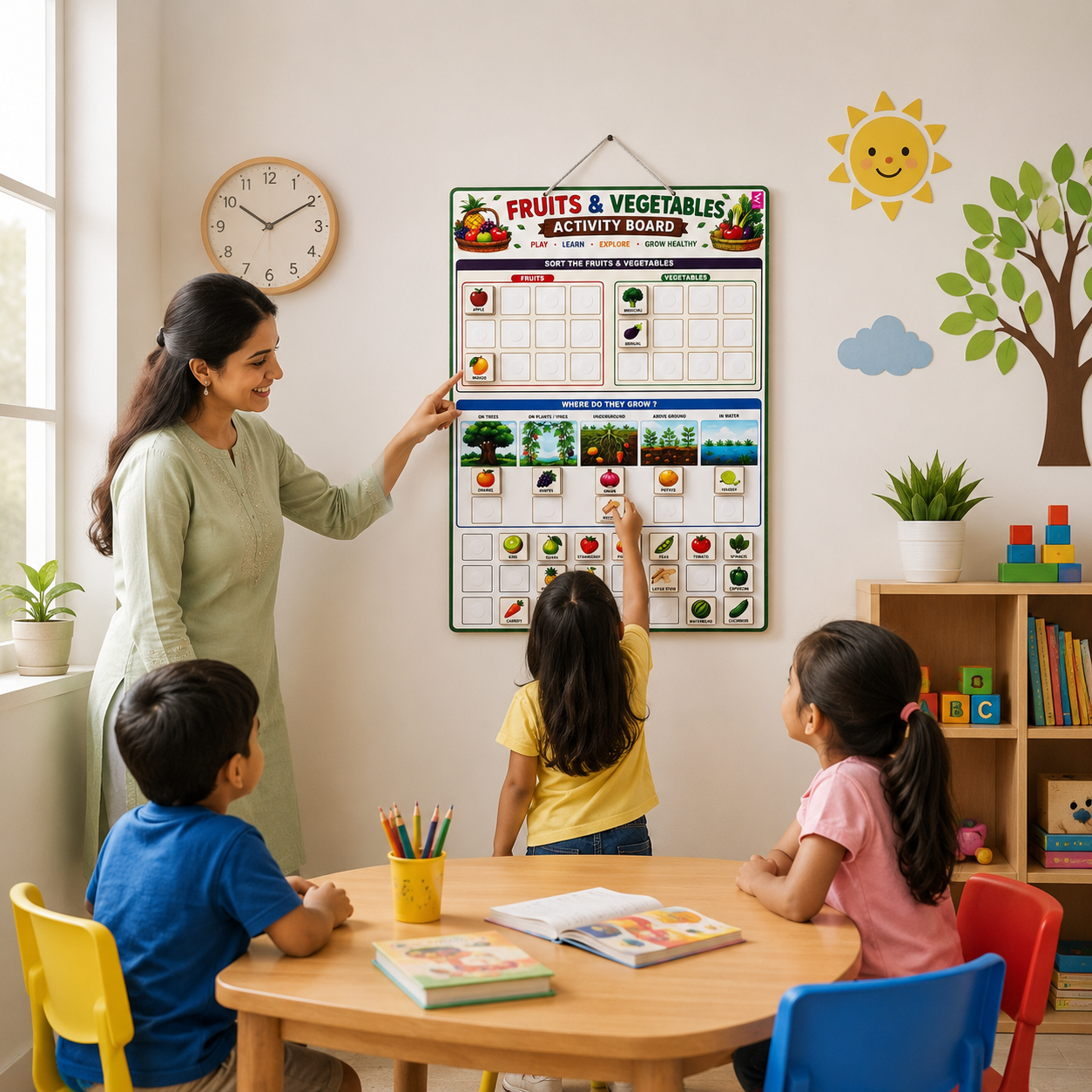 Fruits & Vegetables Velcro Activity Board