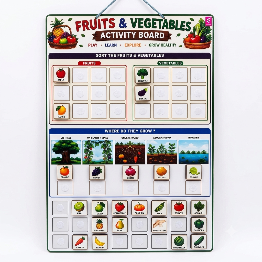 Fruits & Vegetables Velcro Activity Board