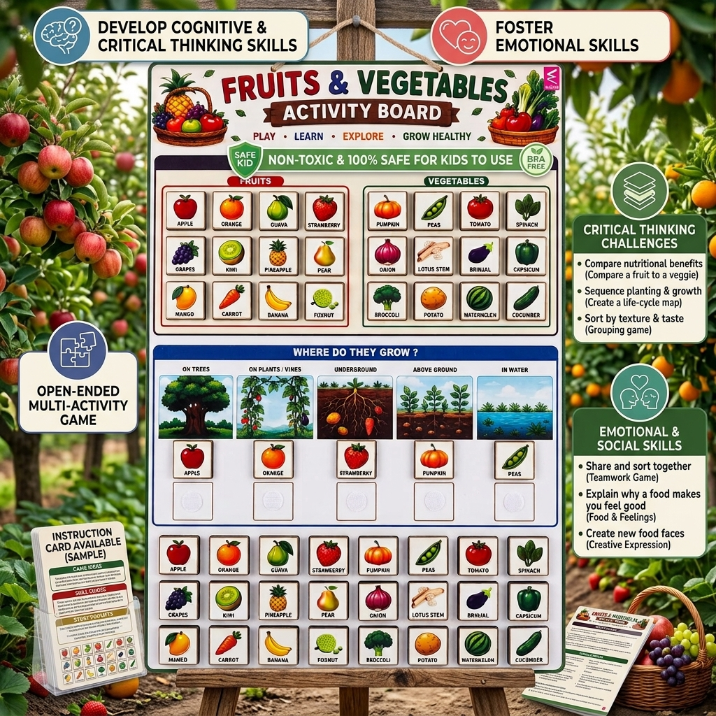 Fruits & Vegetables Velcro Activity Board