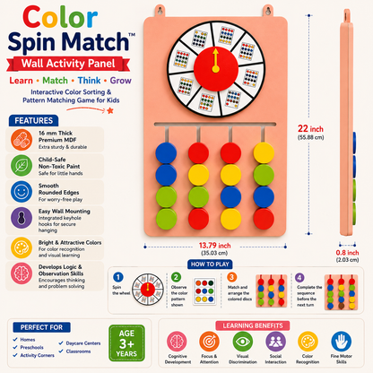 Color Spin Wooden Wall Activity Game