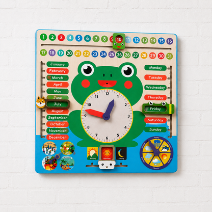 Frog Activity Wall Toy big size 24*24 INCH | Interactive Educational Wall Panel | Wooden Wall Mounted Learning Board for Kids