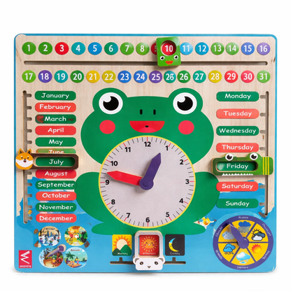 Frog Activity Wall Toy big size 24*24 INCH | Interactive Educational Wall Panel | Wooden Wall Mounted Learning Board for Kids