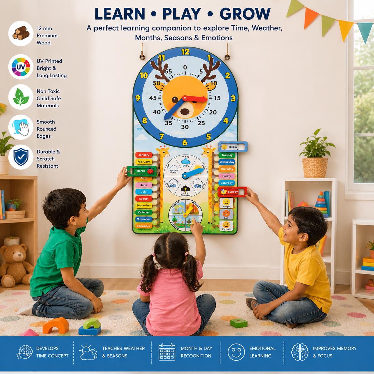 Wooden Jungle Safari Wall Calendar Wall Game