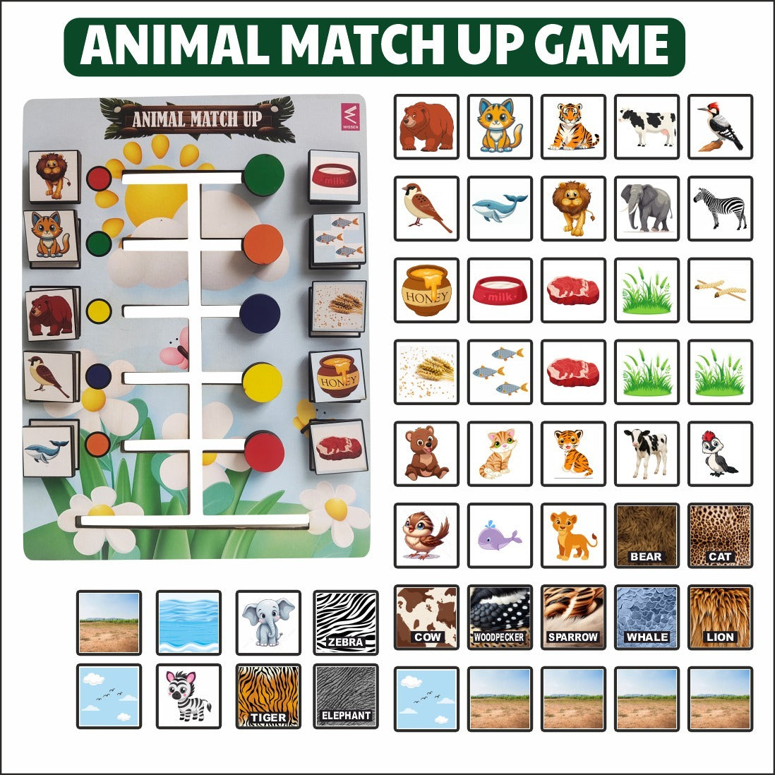 Wooden Animal Matchup Activity Game