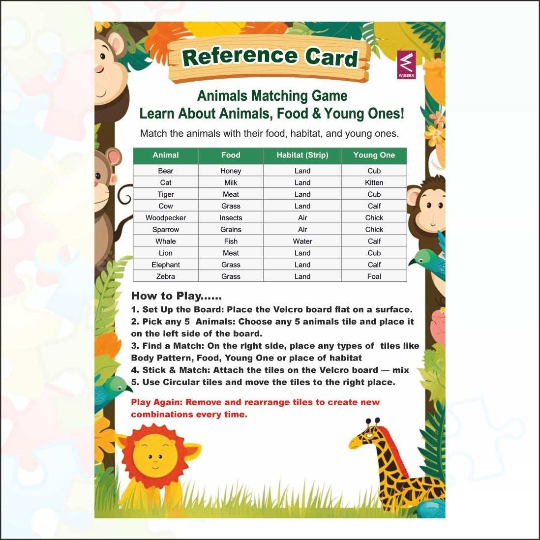 Wooden Animal Matchup Activity Game