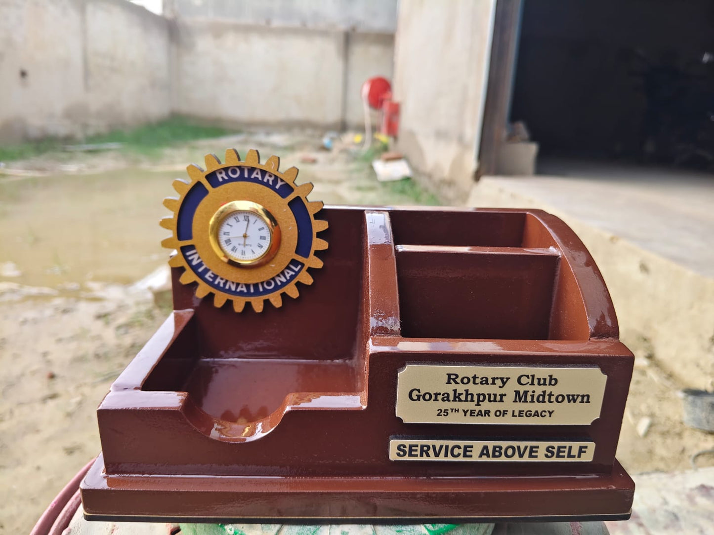 Premium Customized Wooden Desk Organizer with Clock - MOQ_ 50 pcs