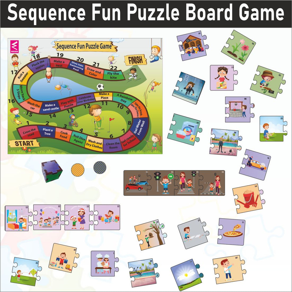Wooden Sequence Fun Puzzle Board Game – Wissen Products