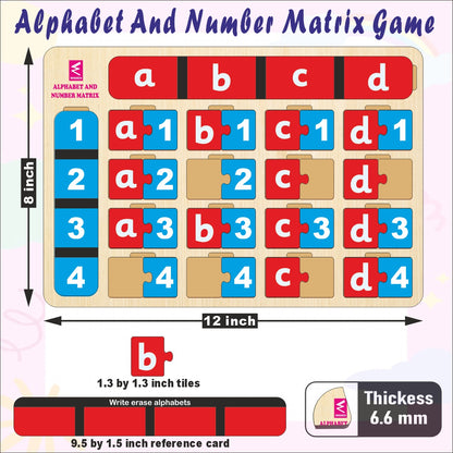 Wissen Maths & Reasoning Learning Kit for Kids Age 6–7 Years | 4-in-1 Wooden Educational Games – Memory Game, Alphabet & Number Matrix, Sudoku & Fraction Master Puzzle | Brain Development & Logical Thinking Toy