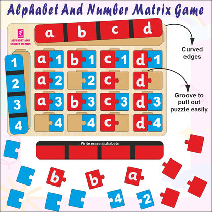 Wissen Maths & Reasoning Learning Kit for Kids Age 6–7 Years | 4-in-1 Wooden Educational Games – Memory Game, Alphabet & Number Matrix, Sudoku & Fraction Master Puzzle | Brain Development & Logical Thinking Toy