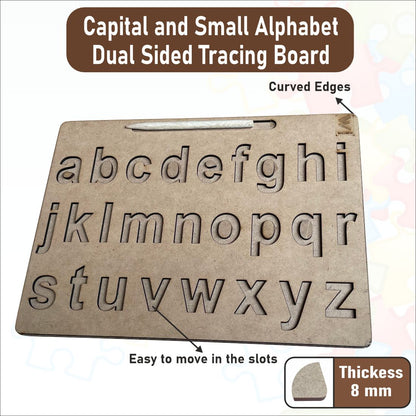 Wooden Dual Side Capital Alphabet and Small Alphabet Tracing board- 12*9 inch for kids