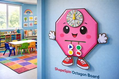 Wooden Shape Recognition Spinner Board | Montessori Educational Shape & Color Matching Activity