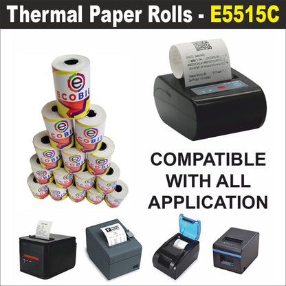 Ecobill Thermal paper Pack of 90 rolls POS till Cash Register Machine rolls -57 mm *36 mm dia -approx 10-12 m length roll- 70 gsm for printing receipt