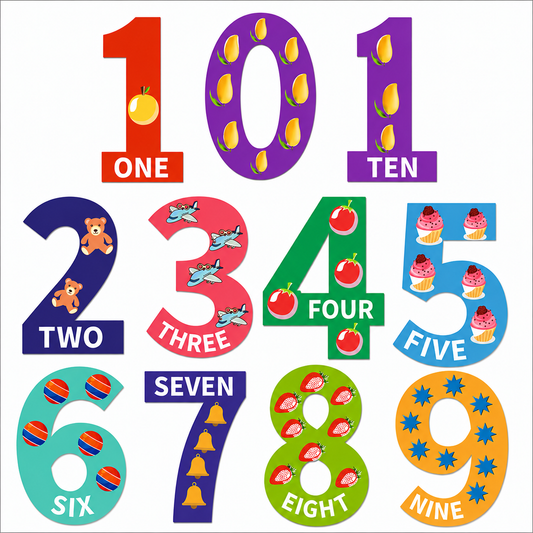 Wooden Number Wall Decor (1–10) for Kids | Educational MDF Number Cutouts