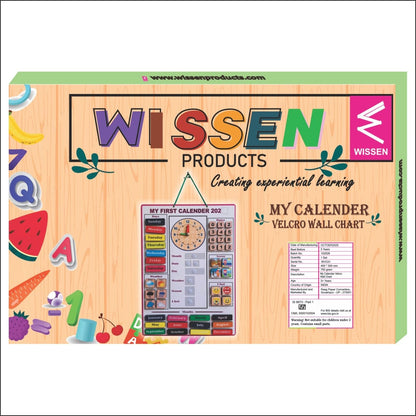 Wooden My First  Calendar Activity Learning Board- Velcro Based for Kids