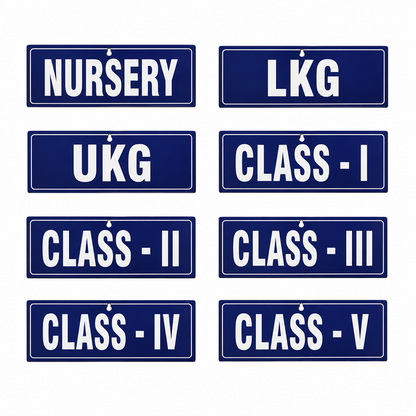 Nursery – Class V Sign Board (Single Side) - MDF - 12*4 inch each- Set of 8 Sign boards