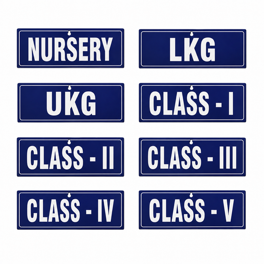 Nursery – Class V Sign Board (Single Side) - MDF - 12*4 inch each- Set of 8 Sign boards