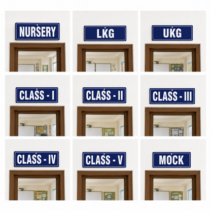 Nursery – Class V Sign Board (Single Side) - MDF - 12*4 inch each- Set of 8 Sign boards