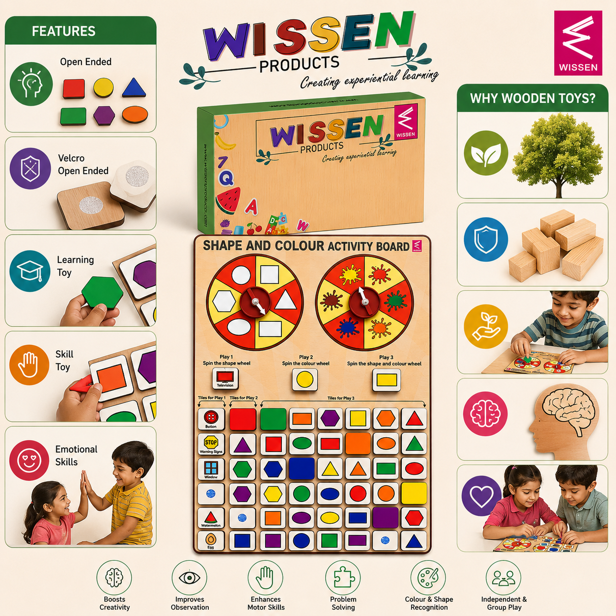 Wooden Shapes and Color Fun Learning Logic Activity Game
