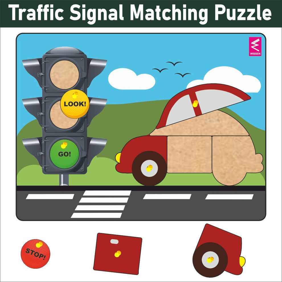 Wooden Traffic Signal and Car peg board puzzle – Wissen Products