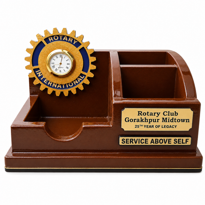 Premium Customized Wooden Desk Organizer with Clock - MOQ_ 50 pcs