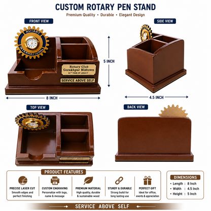 Premium Customized Wooden Desk Organizer with Clock - MOQ_ 50 pcs