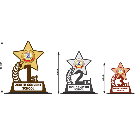 Star Rank Shape trophy MDF- Set of 3